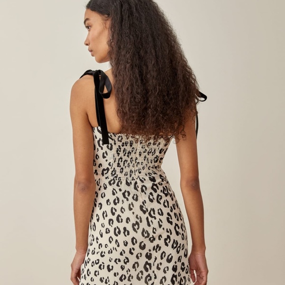 Reformation Leopard Print Mini Dress - Black and Cream - Picture 3 of 7